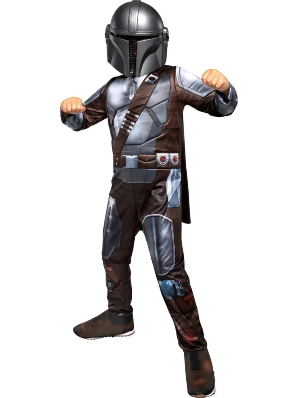 Premium Quality Mandalorian Youth Halloween Costume - Padded Jumpsuit & Cape (L)